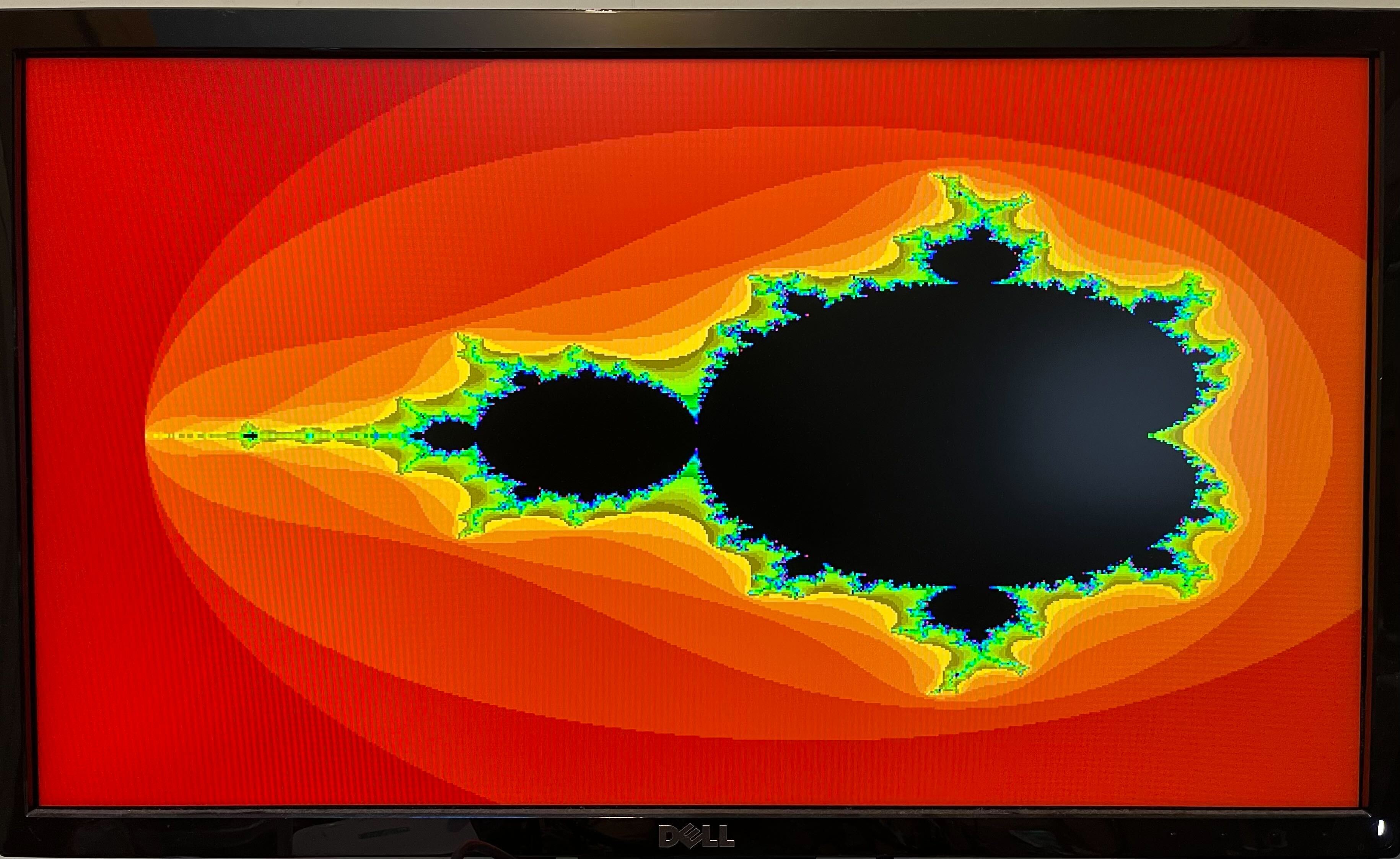 Mandelbrot fractal displayed on a monitor